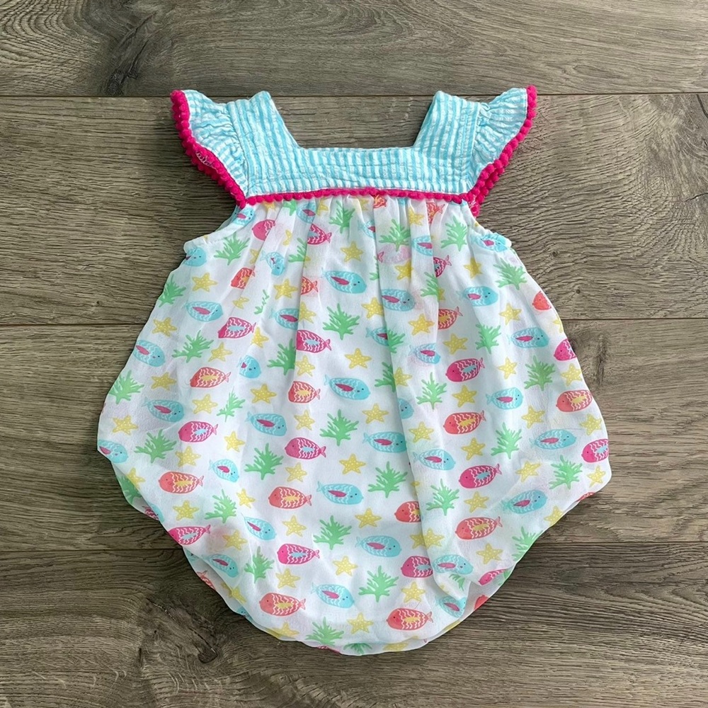 Sunshine Baby Fish Print Bubble Romper